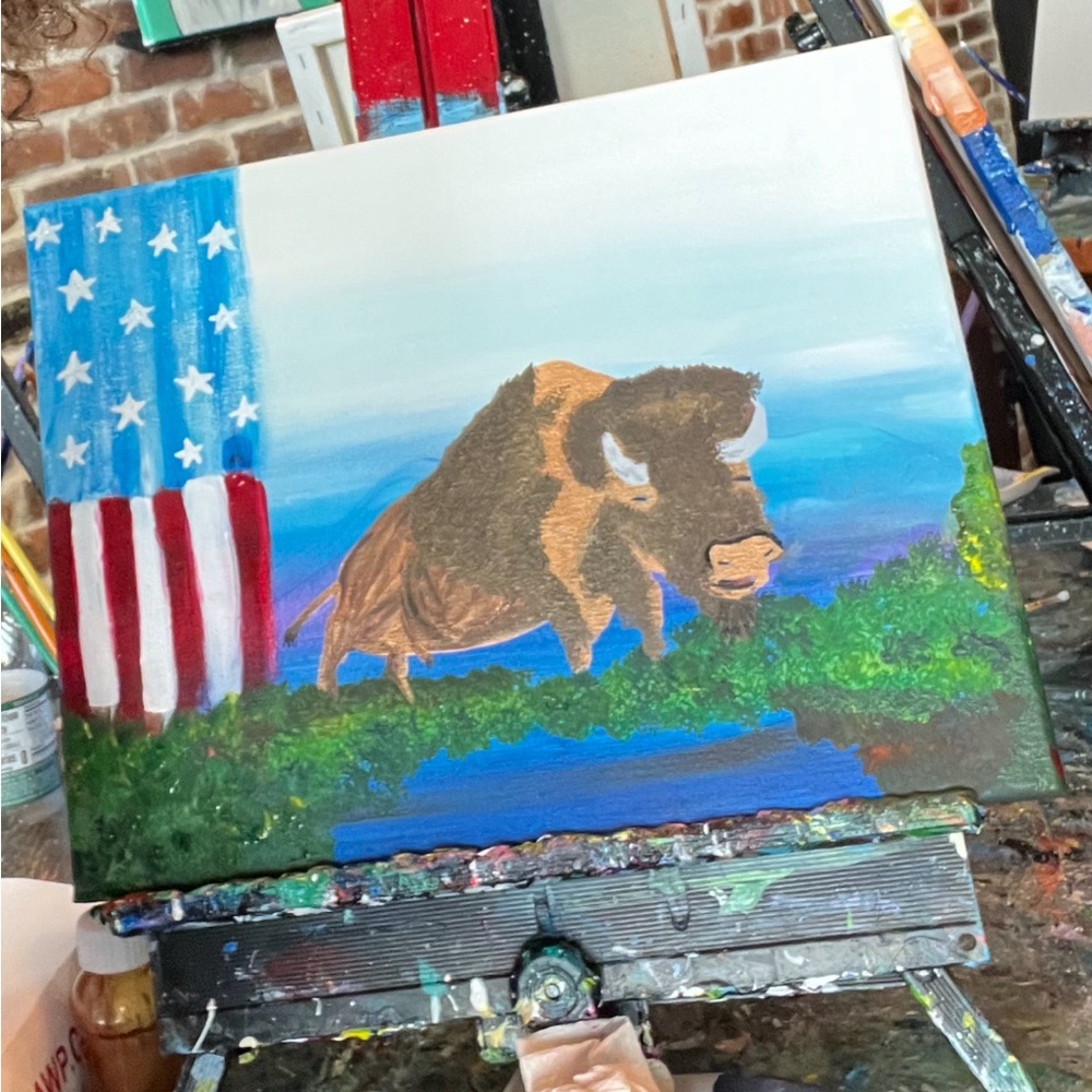 The American Buffalo Portrait made by Teacher and aspiring Artist.